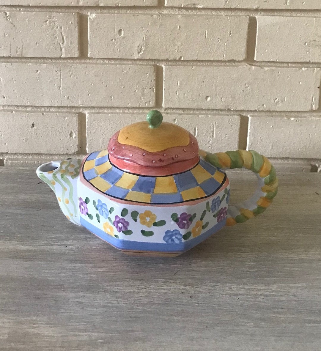 Vintage Ceramic Teapot Hand Painted Gorgeous Work Excellent - Etsy