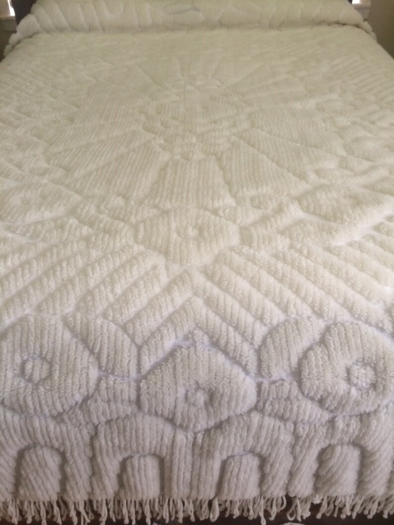 Vintage Chenille Bedspread White Chenille Bedspread Bedding Etsy