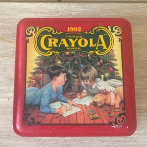 vintage tins, Crayola tin, 1992 crayola tin,Home and living, Boxes and bins, storage & organization, Christmas tin, limited edition.