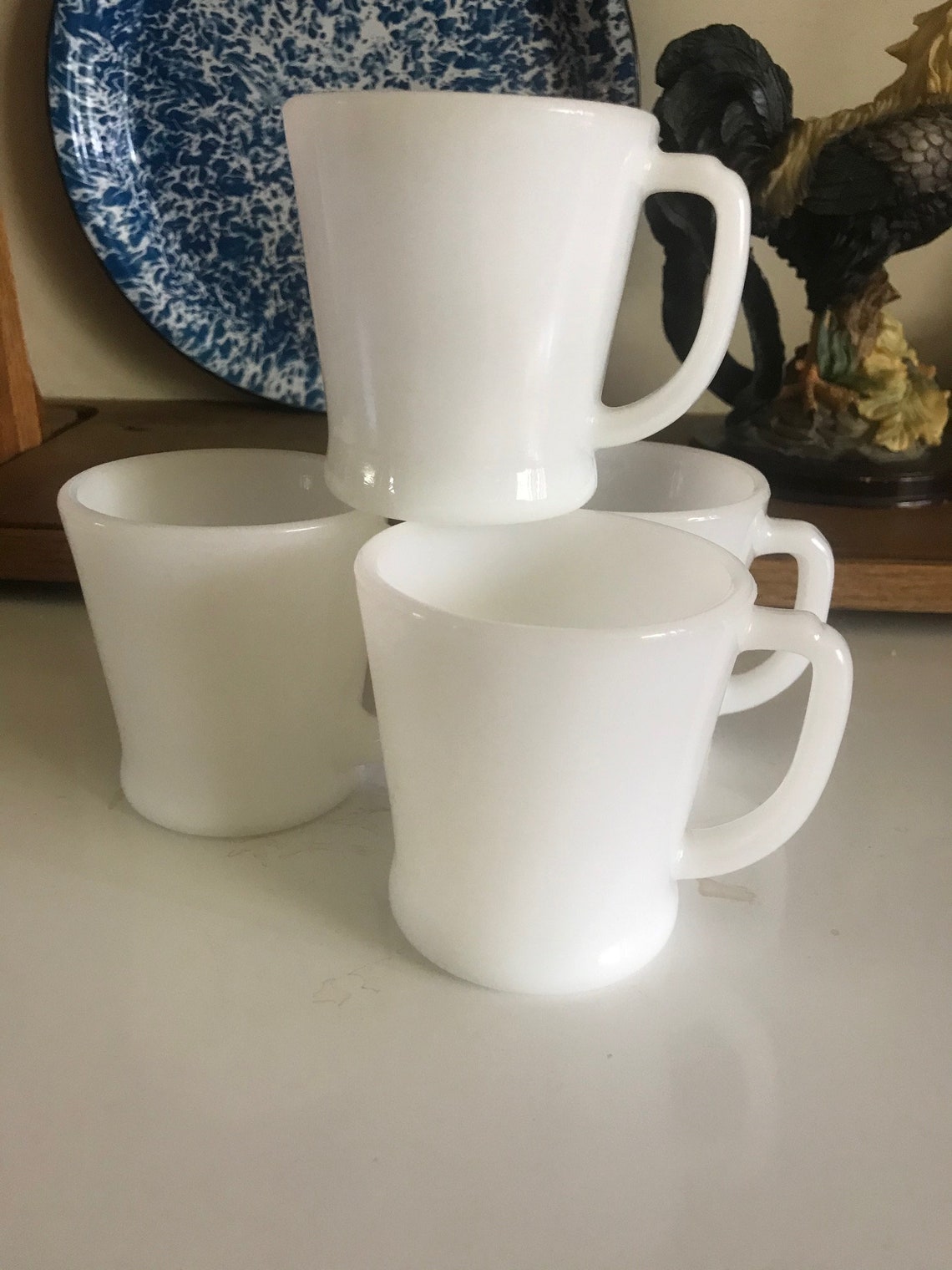 Vintage Milk Glass Coffee Mugs Set of Four Mugs Fire King Etsy