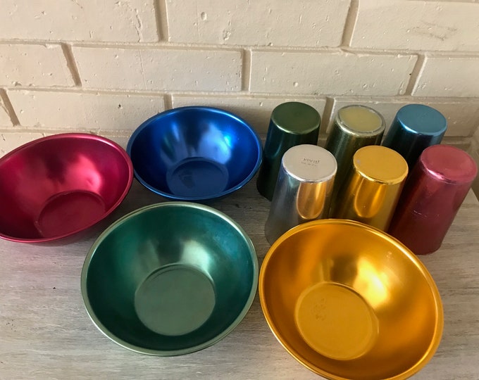 Vintage Enamel Cereal Bowls and Drinking Glasses Bascal Made Etsy