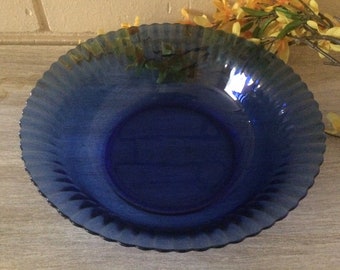 Vintage Blue Cobalt bowl, Blue ribbed around rim bowl, Kitchen and dining, kitchen and serving, Home and Living, Home decor,