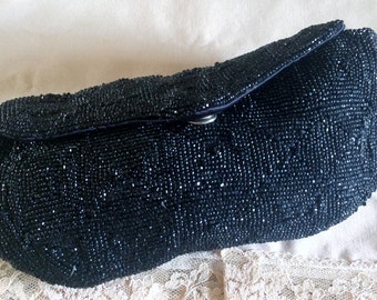 Vintage Black Beaded Clutch / Evening Bag, Bags and purses,Vintage Handbags, Home and Living, Vintage Clothes, Beaded Handbags