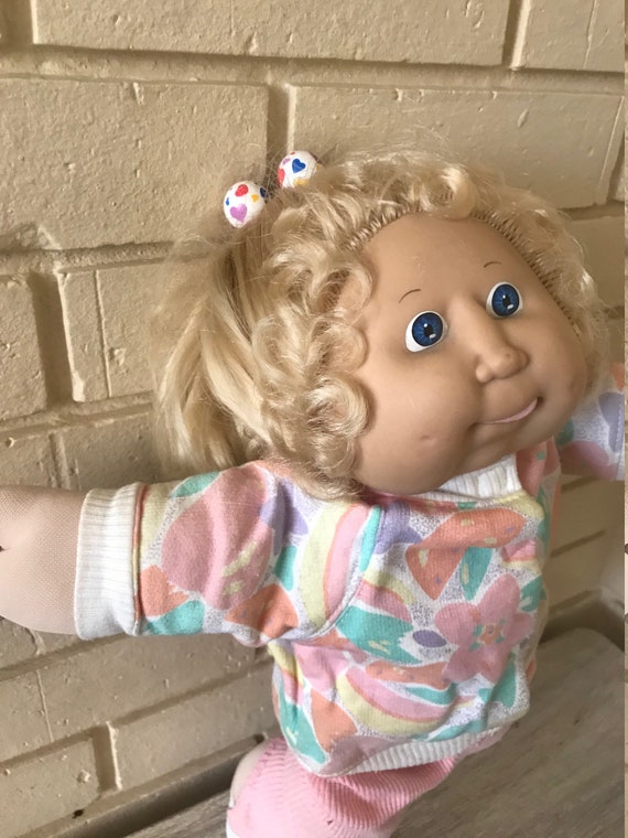 Vintage dolls Cabbage Patch kids tongue out blonde corn silk hair 17 Tall original clothes Etsy