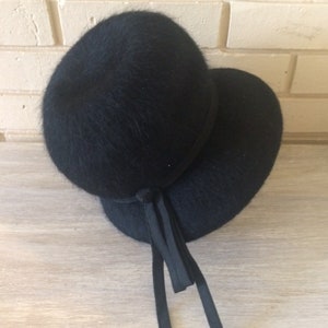Vintage ladies fur felt hat with black ribbon, ladies black derby hat,Home and Living ladies hats, Formal ladies hats,
