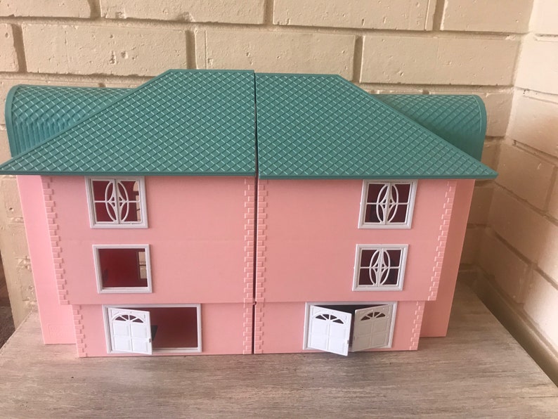 Vintage Doll house pink plastic doll house dolls and games Etsy
