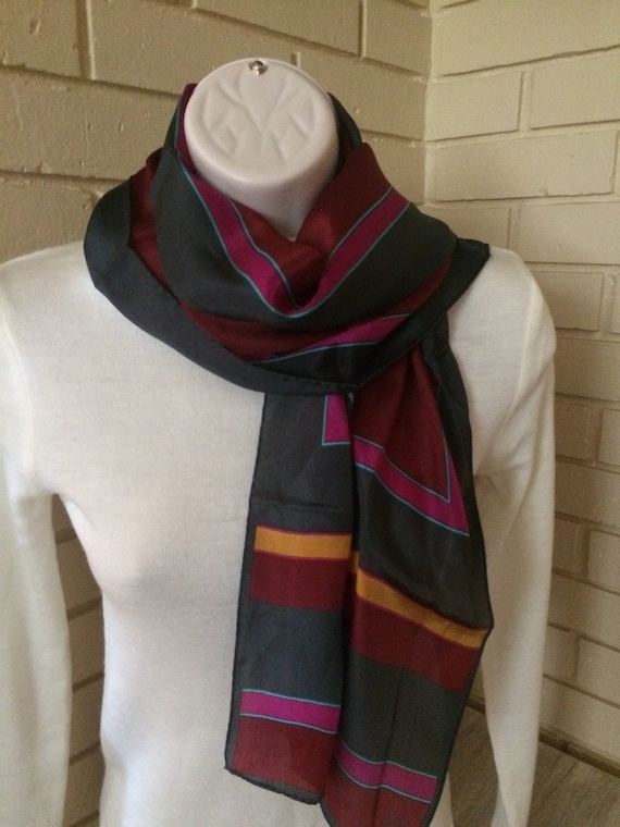 Vintage Scarf, Katja 100% silk scarf, Multi colors