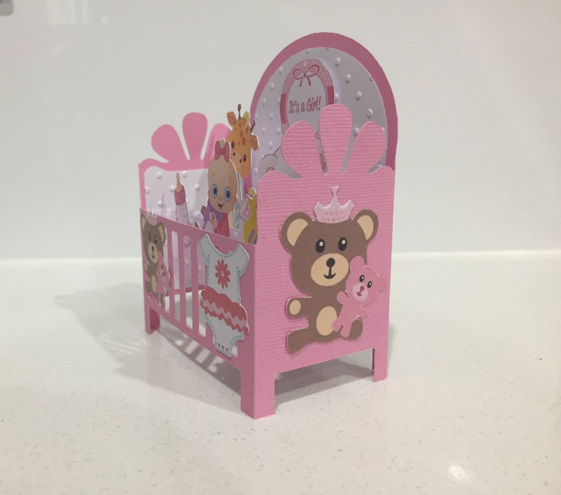 Handmade Baby Girl in a crib card