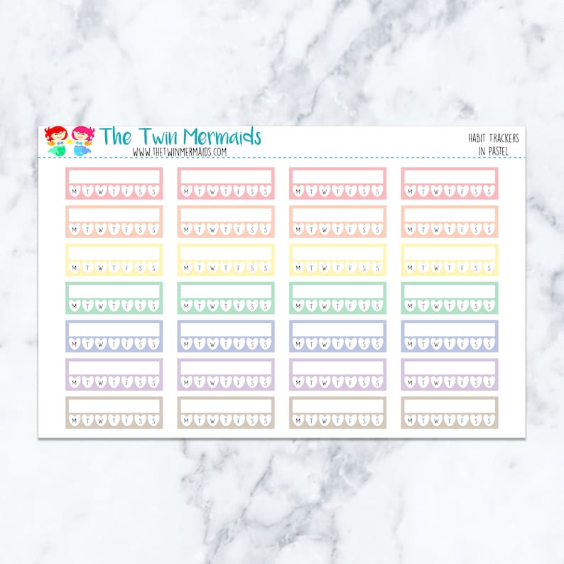Habit Trackers in Pastel Planner Stickers - Etsy