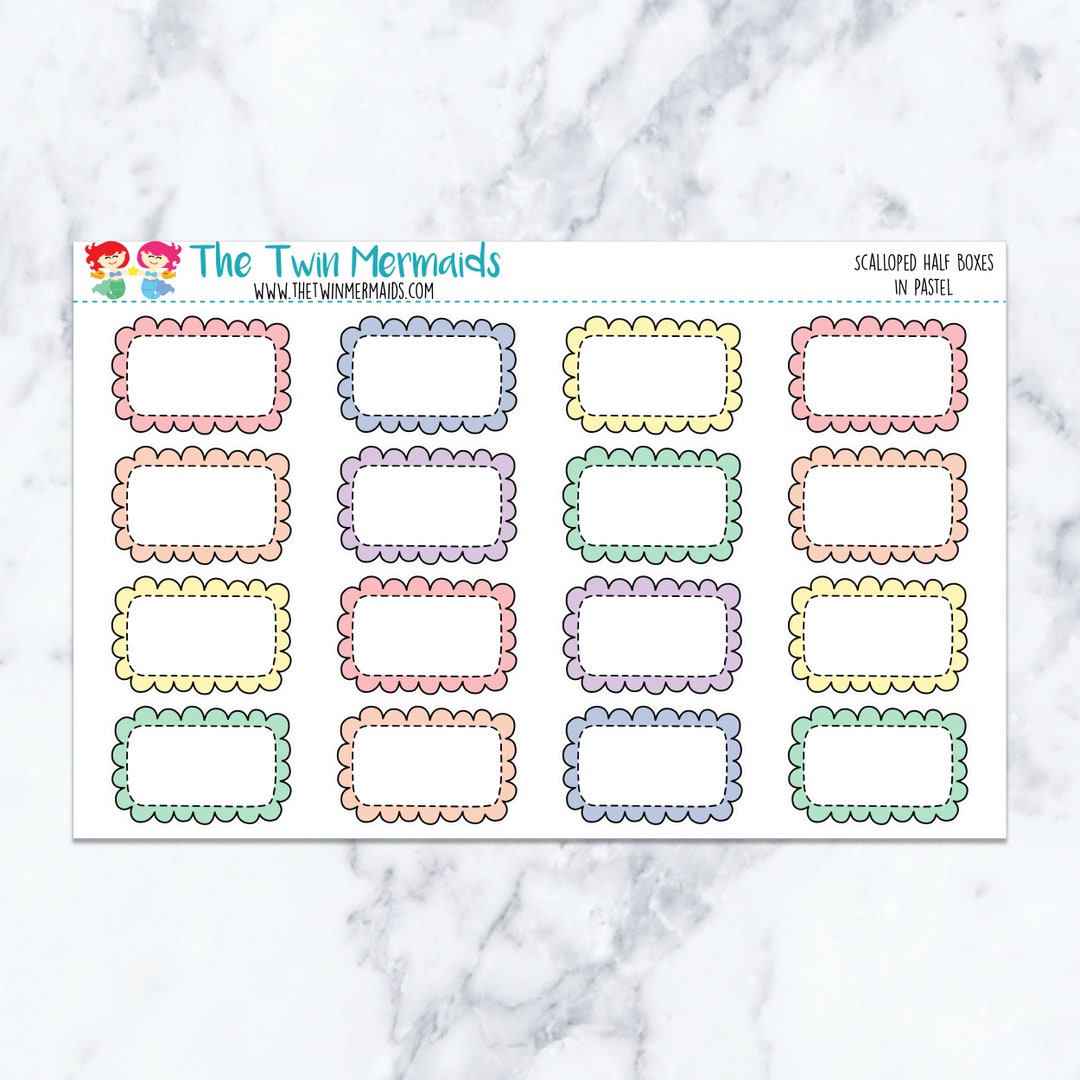 Scalloped Half Boxes in Pastel Planner Stickers - Etsy