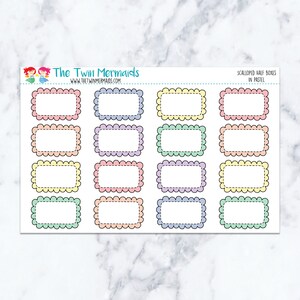 Scalloped Half Boxes in Pastel Planner Stickers