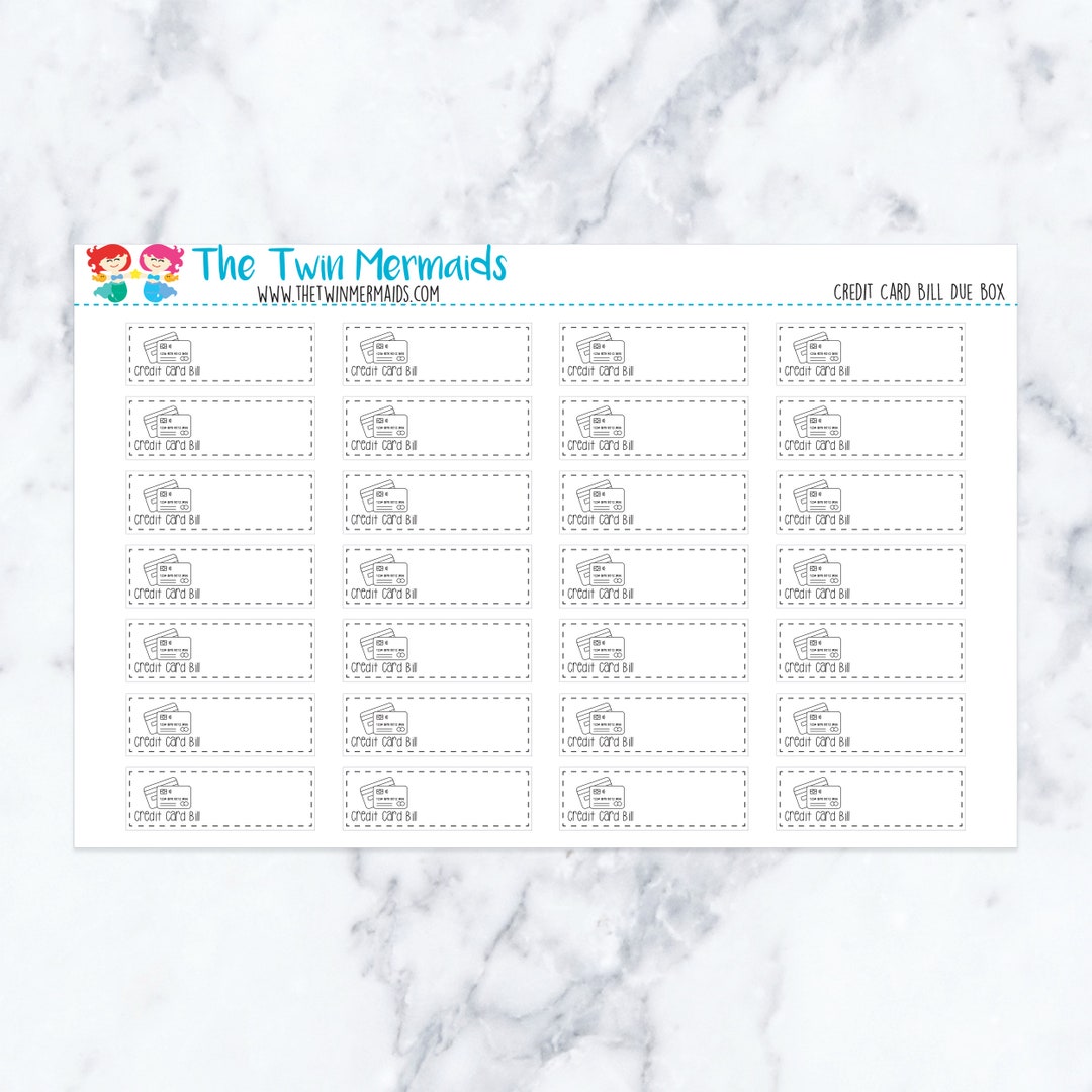 Credit Card Bill Due Box Planner Stickers - Etsy