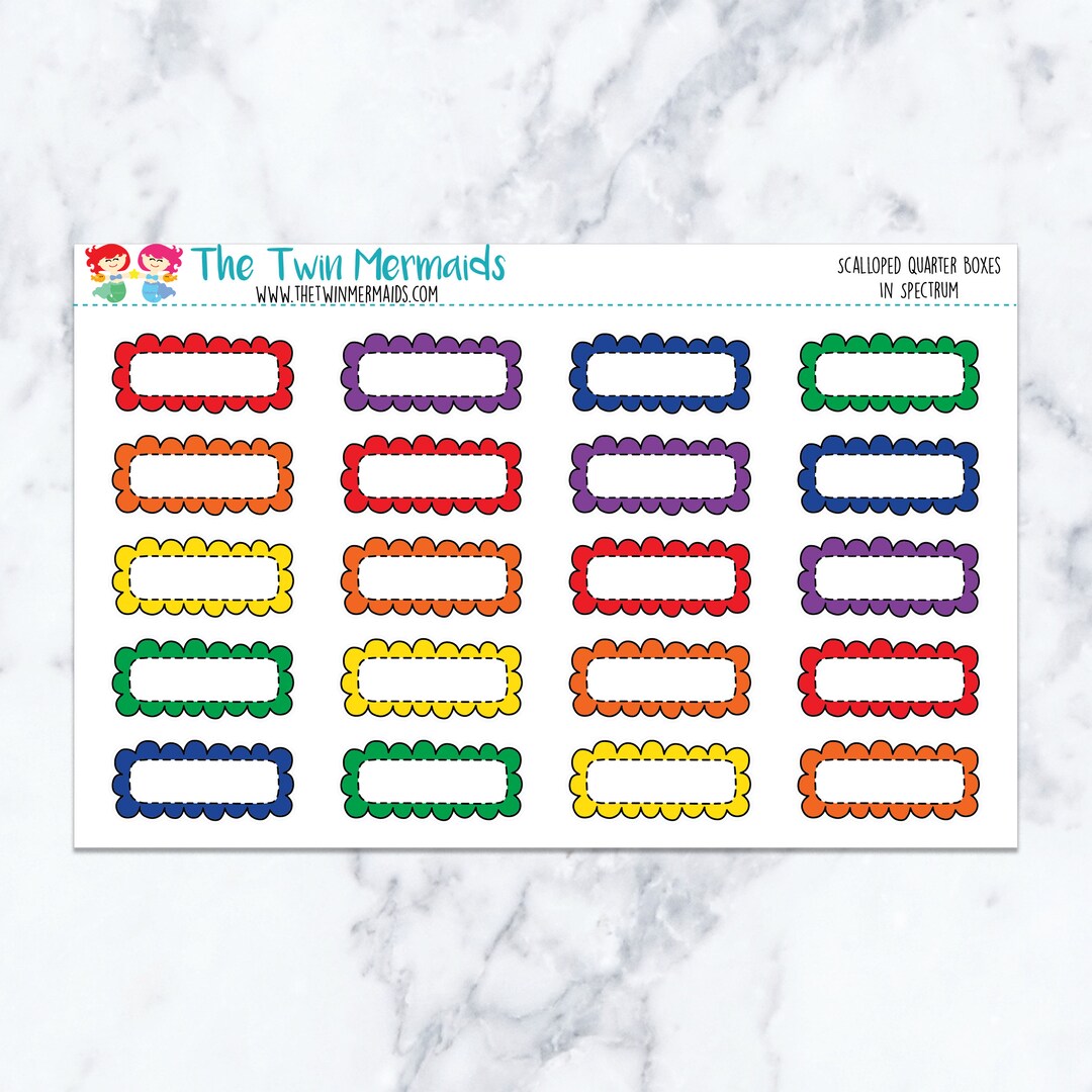 Scalloped Quarter Boxes in Spectrum Planner Stickers - Etsy
