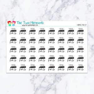 May include: A sheet of stickers with black carpool car illustrations and the text "CARPOOL Pick Up". The Twin Mermaids logo and website address are displayed at the top of the sheet.