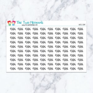 May include: A sheet of planner stickers with the word "Notes" in a handwritten script repeated across the white background. The top of the sheet has the text "The Twin Mermaids" and "NOTES SCRIPT". The stickers are designed for use in a planner or journal.
