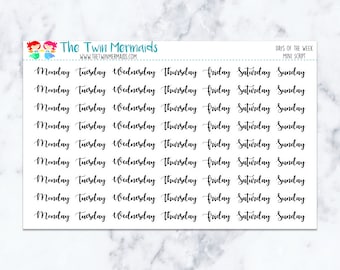 Days of the Week Mini Script Planner Stickers