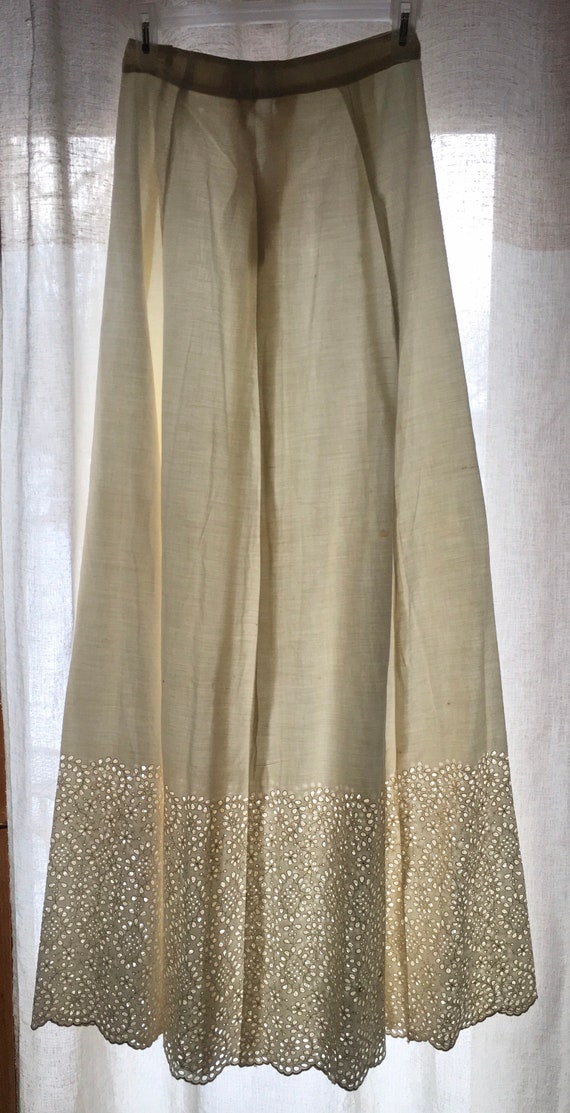 Antique Skirt, White, Floral, Eyelet Lace, Undersk