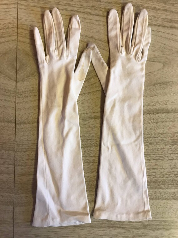 white nylon stretch gloves