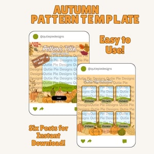 May include: Six Instagram post templates featuring a fall-themed pattern with pumpkins, leaves, and the text "Pattern Tile" and "Tester Appreciation". The templates are designed for easy use and instant download.