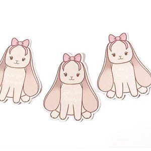 Bow Bunny Coquette Stickers | Pink Aesthetic Stickers for Planners or Journals | Cute Stickers for Laptop | Adorable Bunny Lover Stickers