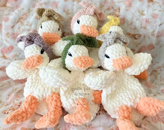 White Duck Lovey with Removable Headband, Plush Baby Toy