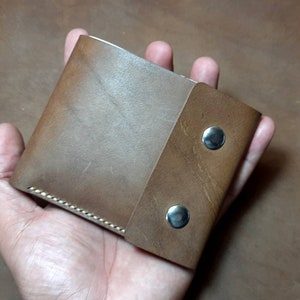 Mano Cosido Cuero hombre cartera vegetal curtido Cuero hecho en italia