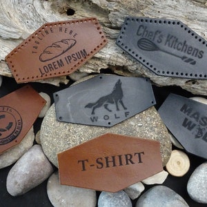 Patch en cuir pour tissu de chapeau de veste de sac, étiquette de nom en cuir, étiquette en cuir gravée personnalisée, logo personnalisé, logo viking