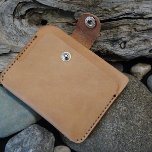Cartera de tarjeta de cuero curtido vegetal, cartera de tarjeta delgada, estuche de tarjeta, titular de tarjeta personalizada