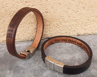Echtes Lederarmband personalisierte Geschenkarmband mit versteckter Botschaft für Sie oder Ihn