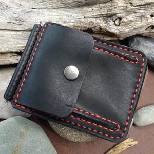 Handgefertigte Geldklammer Leder Brieftasche Geschenk für Mann Freund Ehemann personalisierte individuell gravierte Name und Nachricht Münzen Brieftasche