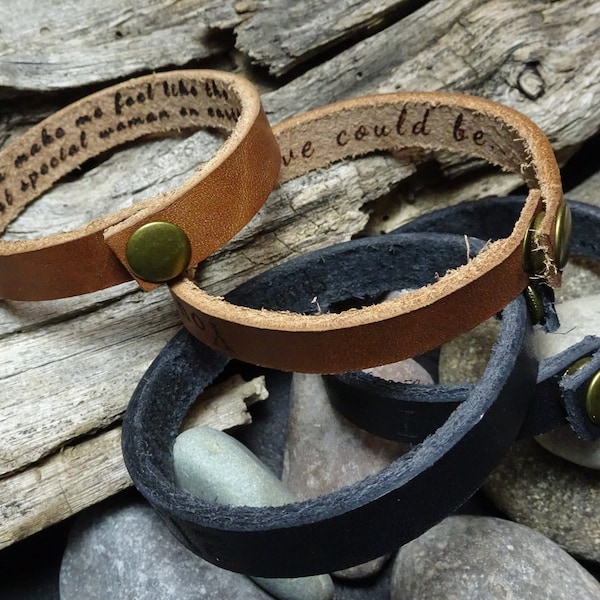 High  quality handmade leather bracelets - Custom leather engraved Bracelets - Personalize leather braided name bracelets -