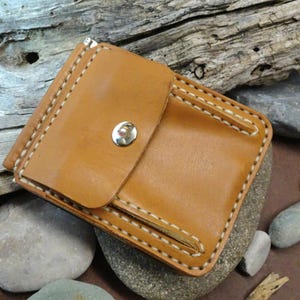 Billetera de cuero con clip para dinero hecha a mano, regalo para hombre, novio, esposo, billetera personalizada con nombre y mensaje grabados
