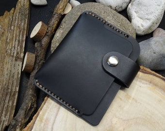 Portefeuille de cartes en cuir noir, portefeuille de cartes Slim, porte-cartes, porte-cartes personnalisé