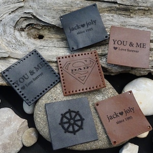 Patch en cuir de forme carrée pour tissu de chapeau de veste de sac, étiquette de nom en cuir, étiquette en cuir gravée personnalisée, logo personnalisé, logo viking