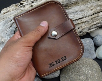 Handmade in italy genuine vegetable tanned Leather wallet personalised laser engraving gift message