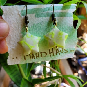 Lucky Star Origami Earrings (Yellow Glow in the Dark #1)