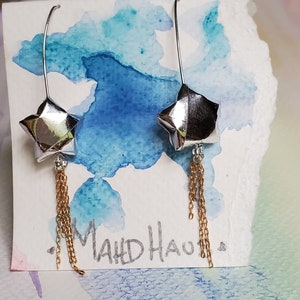 Lucky Star Origami Earrings (Silver Shooting Star)