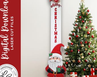 Christmas Gnome Porch Leaner SVG | Winter Porch Board Laser |  Gnome Layered Porch Sign Cut File | Santa SVG Digital Download