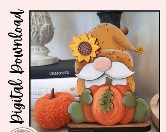 Pumpkin Gnome SVG | Fall Tiered Tray Decor Laser Files | Fall Gnome Laser File | Fall Pumpkin Gnome Shelf Sitter | Fall Digital Download