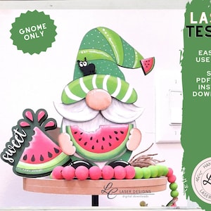 Watermelon Gnome SVG | Watermelon Summer Tiered Tray Decor Laser Files | Gnome Laser File | Shelf Sitter | Spring Summer Digital Download