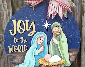 Nativity Door Hanger SVG |Christmas Door Hanger SVG | Christmas, Nativity Decor | Glowforge Laser Cut File