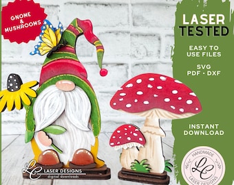 Boskabouter-svg | Paddenstoel zomer, herfst gelaagde decoratie laservijlen | Glowforge-bestand boskabouter | Plankhouder | Digitale download