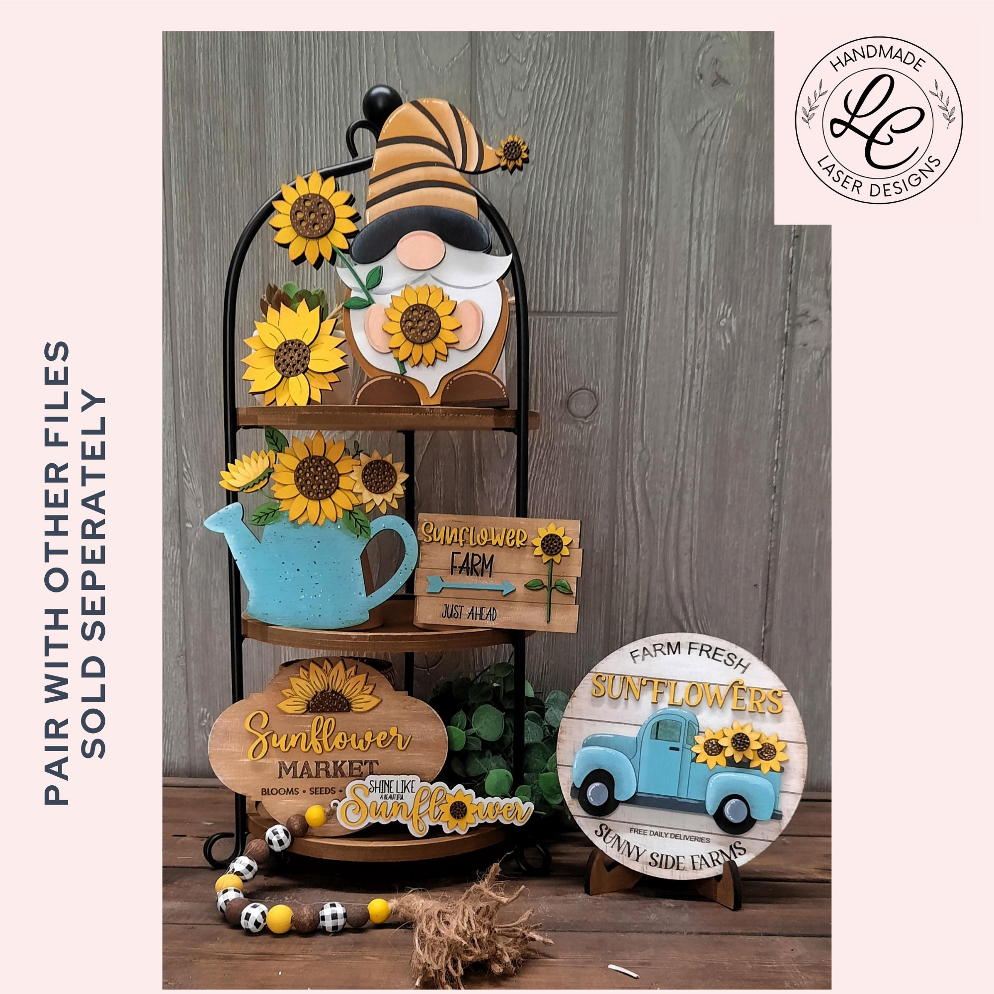 Sunflower Gnome SVG | Summer Fall Tiered Tray Decor Laser Files ...