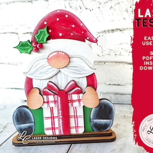 Christmas Gnome SVG | Tiered Tray Decor Laser Files | Christmas Gnome Laser File | Gnome Shelf Sitter | SVG Digital Download