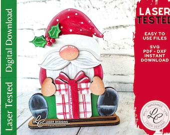 Christmas Gnome SVG | Tiered Tray Decor Laser Files | Christmas Gnome Laser File | Gnome Shelf Sitter | SVG Digital Download