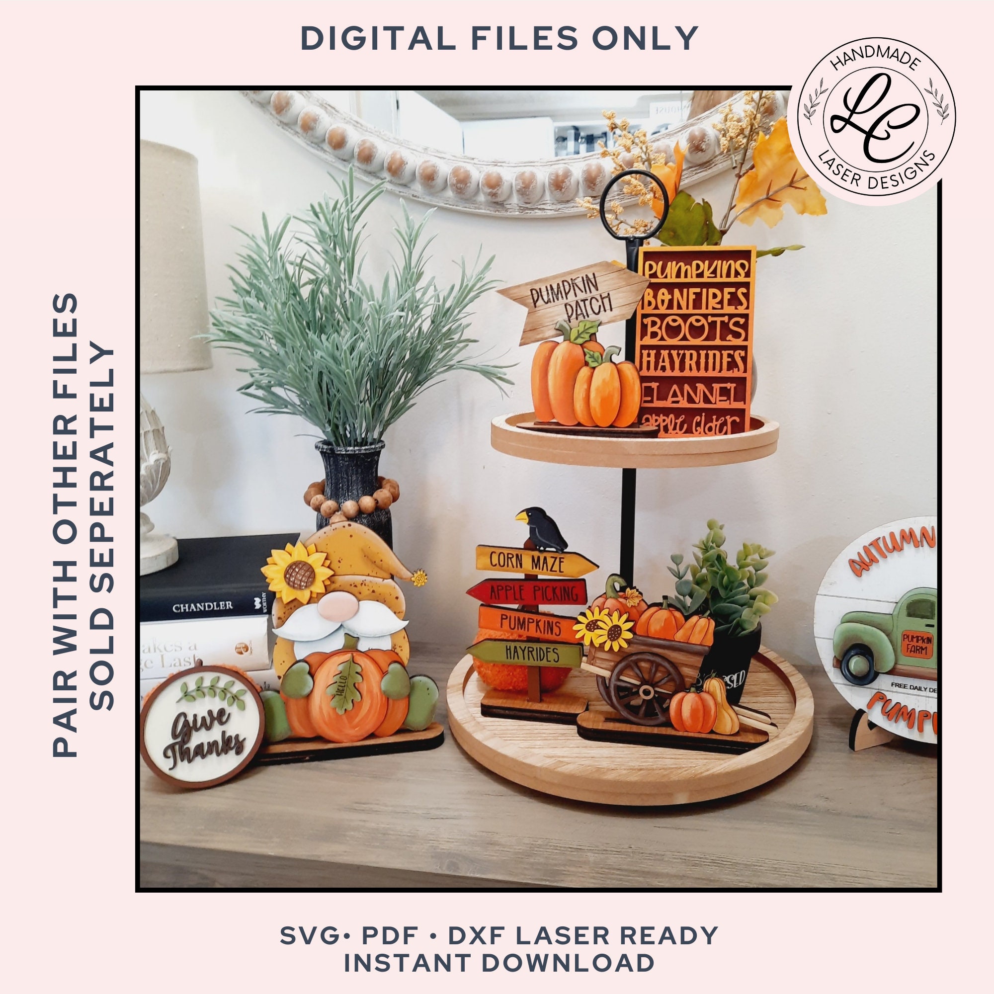 Fall Tiered Tray Bundle SVG | Pumpkin Autumn Tiered Tray Decor Laser ...