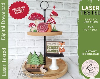 Woodland Animals SVG Bundle | Mushroom, Forest, Boho, Summer, Fall Decor | Laser SVG Files | Shelf Sitters | Digital Download | Glowforge