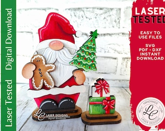 Santa Gnome SVG | Christmas Laser File | Santa Laser File | Gnome Shelf Sitter | SVG Digital Download | Tiered Tray Decor