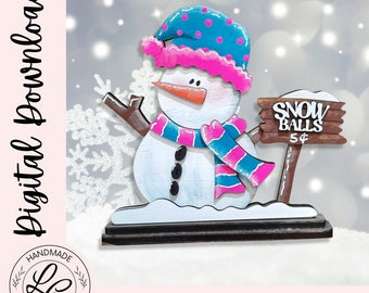Snowman Tiered Tray SVG File | Snowman Winter Shelf Sitter SVG | Winter Christmas Decor | Glowforge Laser Cut File