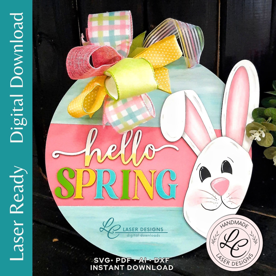 Easter Door Hanger SVG | Peeping Bunny Layered Front Door Sign SVG ...